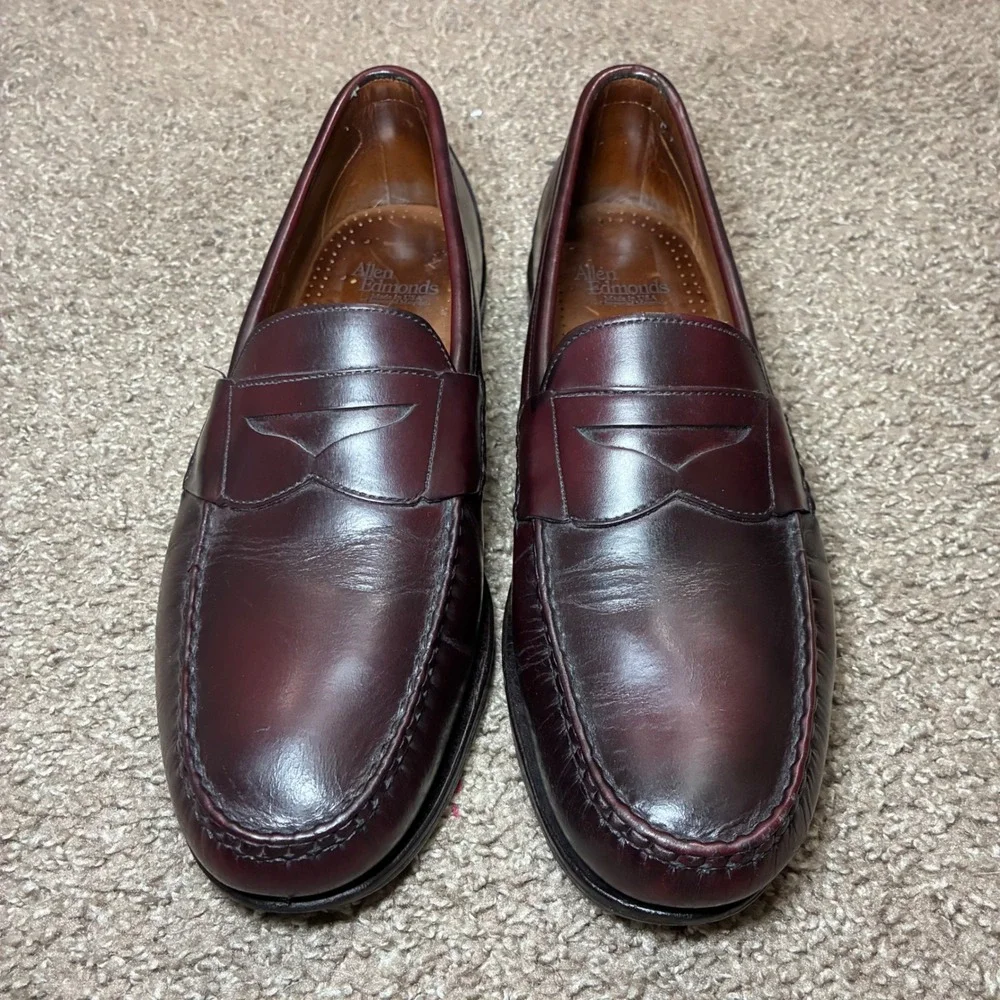 Allen Edmonds Walden Penny Loafers Men 11 Brown Leather Business Dress Made USA